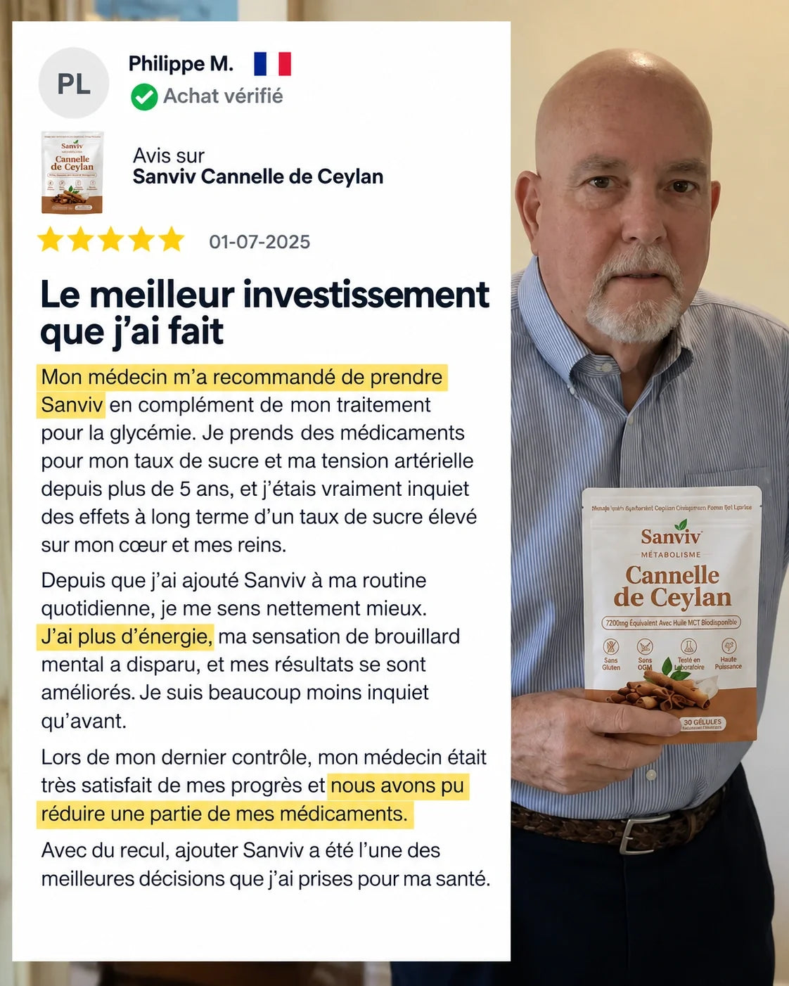 Sanviv – Cannelle de Ceylan, équivalent à 7 200 mg avec huile MCT